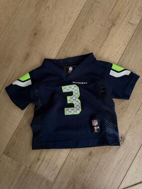 Seattle Seahawks Toddler Football Jersey - Navy with Neon Green Accents